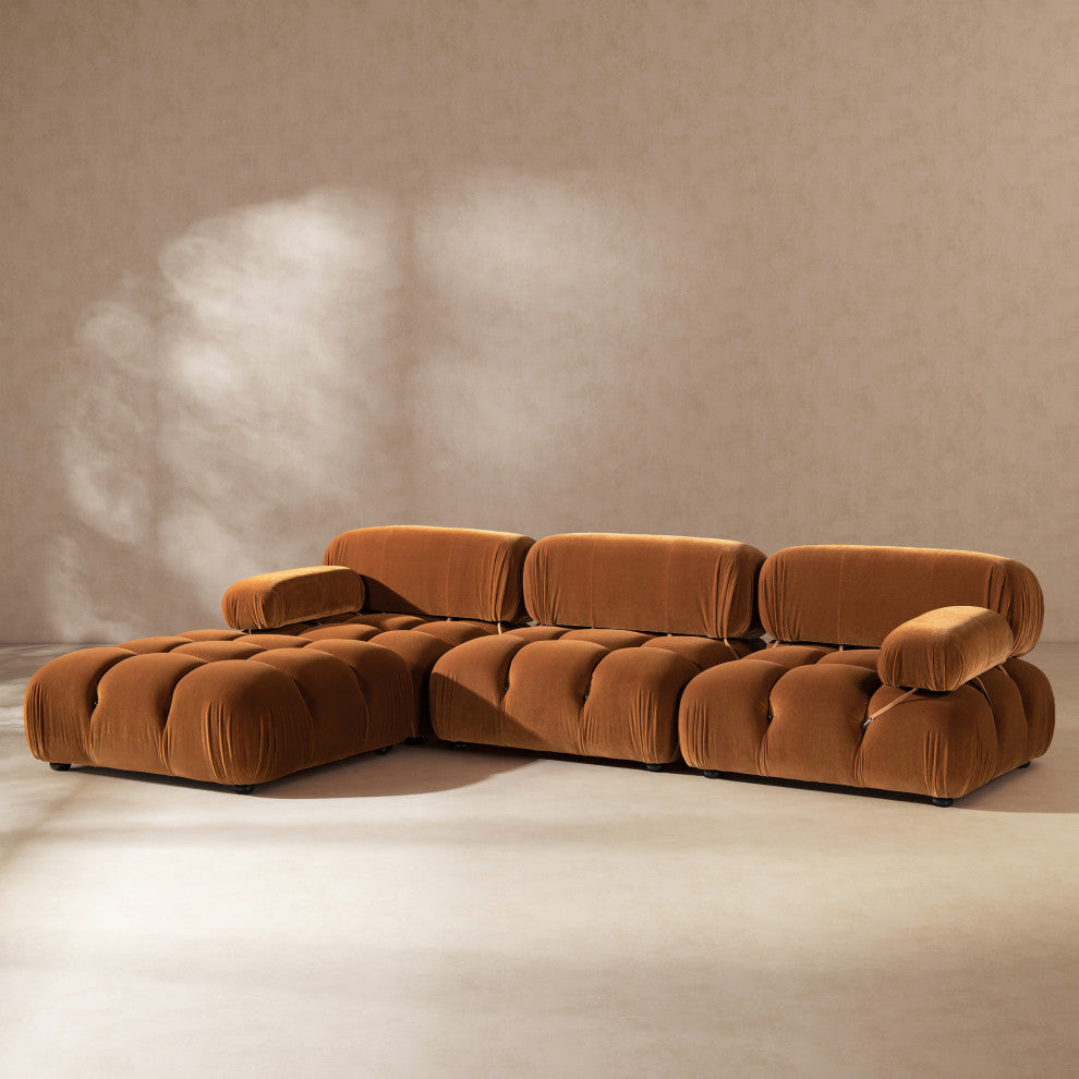 Marcel 109.5" Modular Sectional, Burnt Orange Performance Velvet