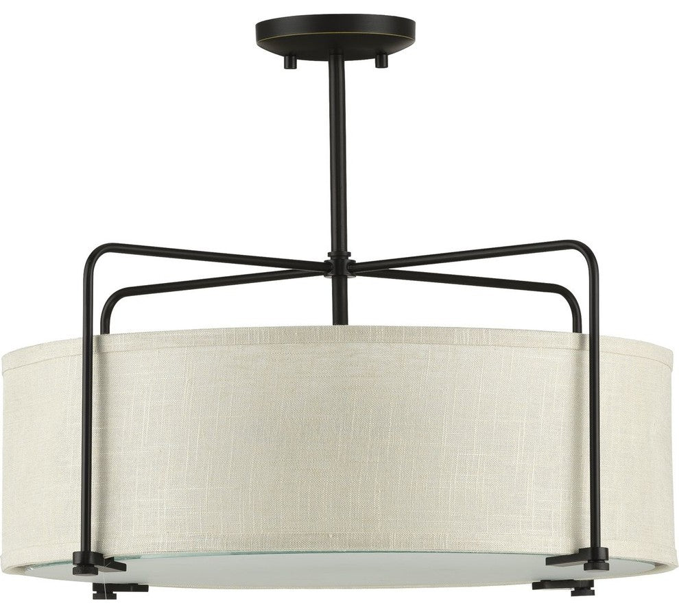 Kempsey Collection 3-Light Semi-Flush Convertible, Antique Bronze