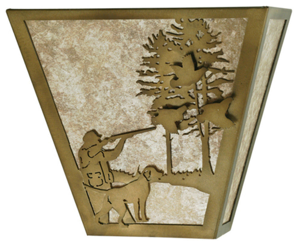 13" W Quail Hunter With Dog Wall Sconce