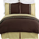 Astrid Embroidered Microfiber Duvet Cover Set, Gold and Chocolate, King/Cal King