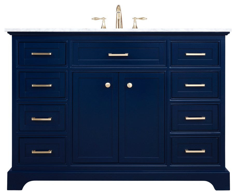 Amber Single Bathroom Vanity, Blue, Blue, 48"