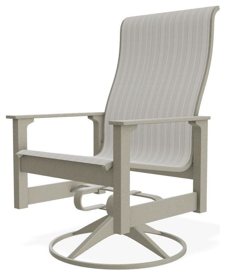 Leeward Sling Outdoor Swivel Rocker, Harbor/Storm