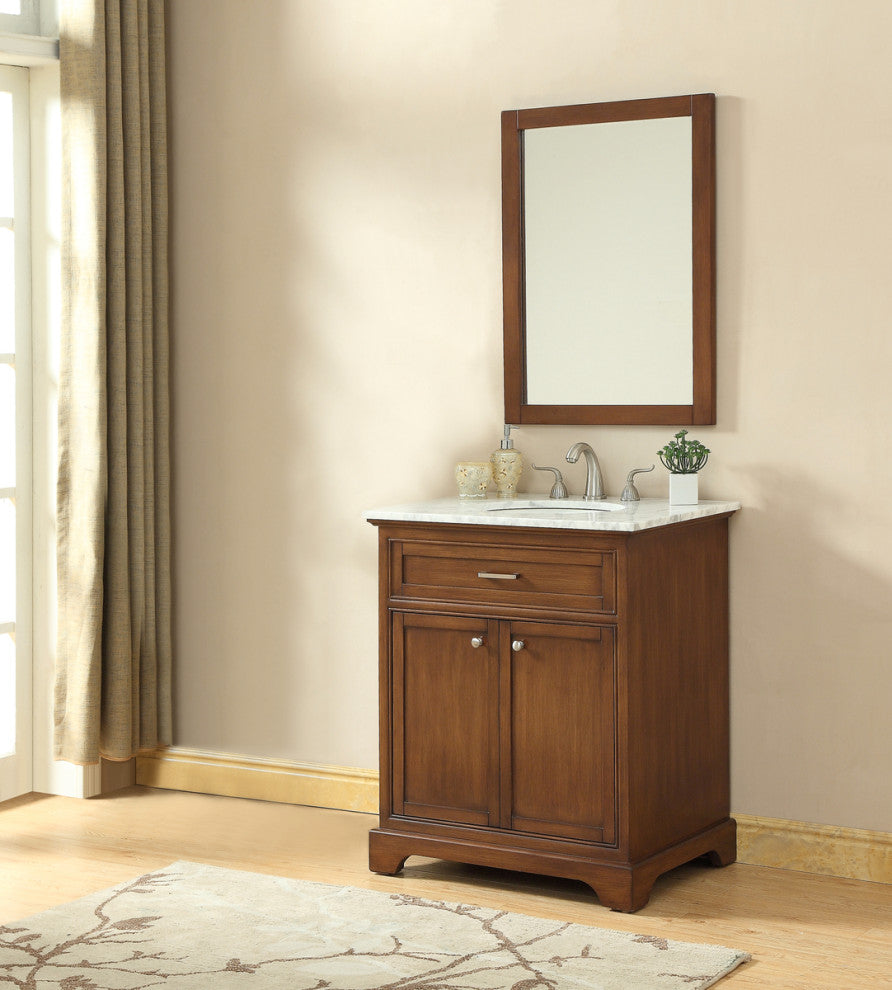 Amber Single Bathroom Vanity, Blue, Teak, 30"