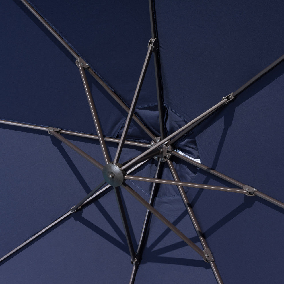 Modular 10ft Sunbrella Outdoor Round Patio Umbrella, Navy Blue