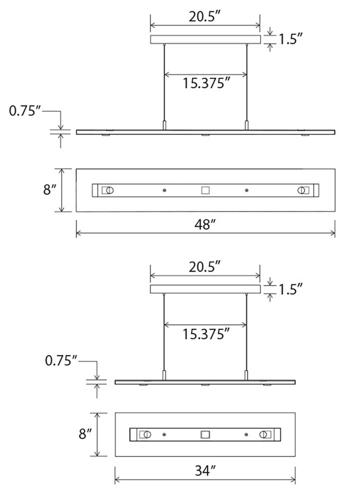 Cerno Vix LED Linear Pendant, Dark Stained Walnut, 2700k (Warm)