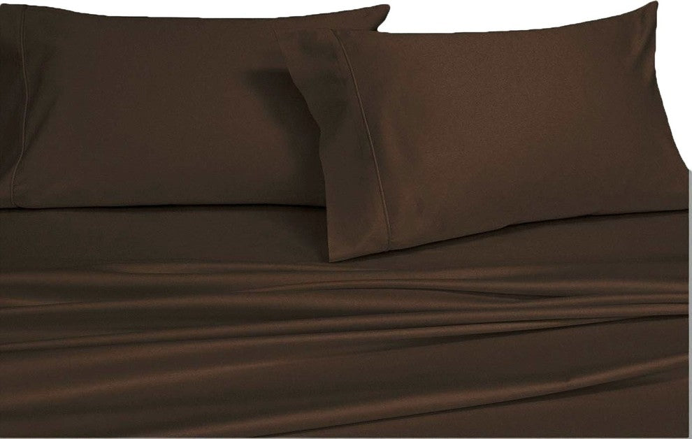 Attached Soft Microfiber Waterbed Sheet Set, Chocolate, King/Cal King