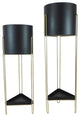 Black Gold Cylinde Plant Pot, Stand, Set of 2