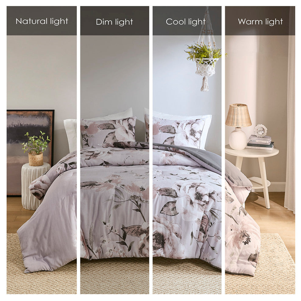Madison Park Neko 3 Piece Floral Printed Comforter Set