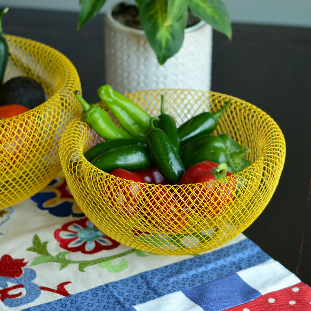 Pop Yellow 2-Piece Metal-Mesh Bowl Set