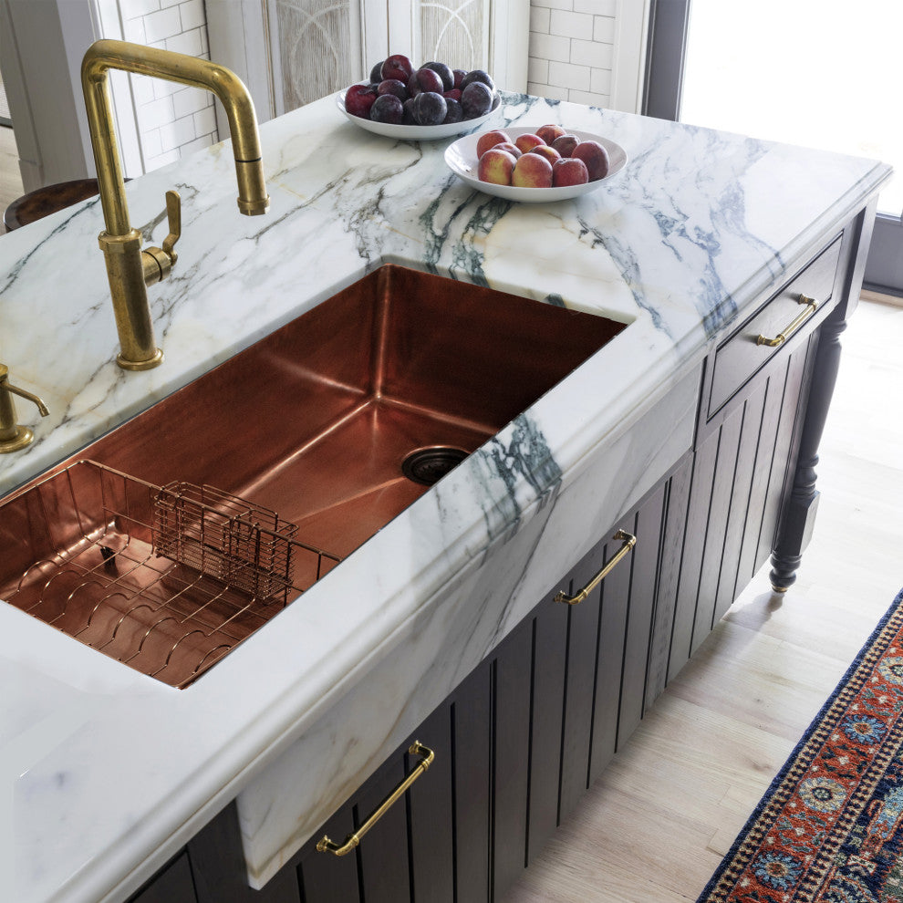 X Studio Dearborn Copper STEPPE Undermount Kitchen Sink, Smooth Copper