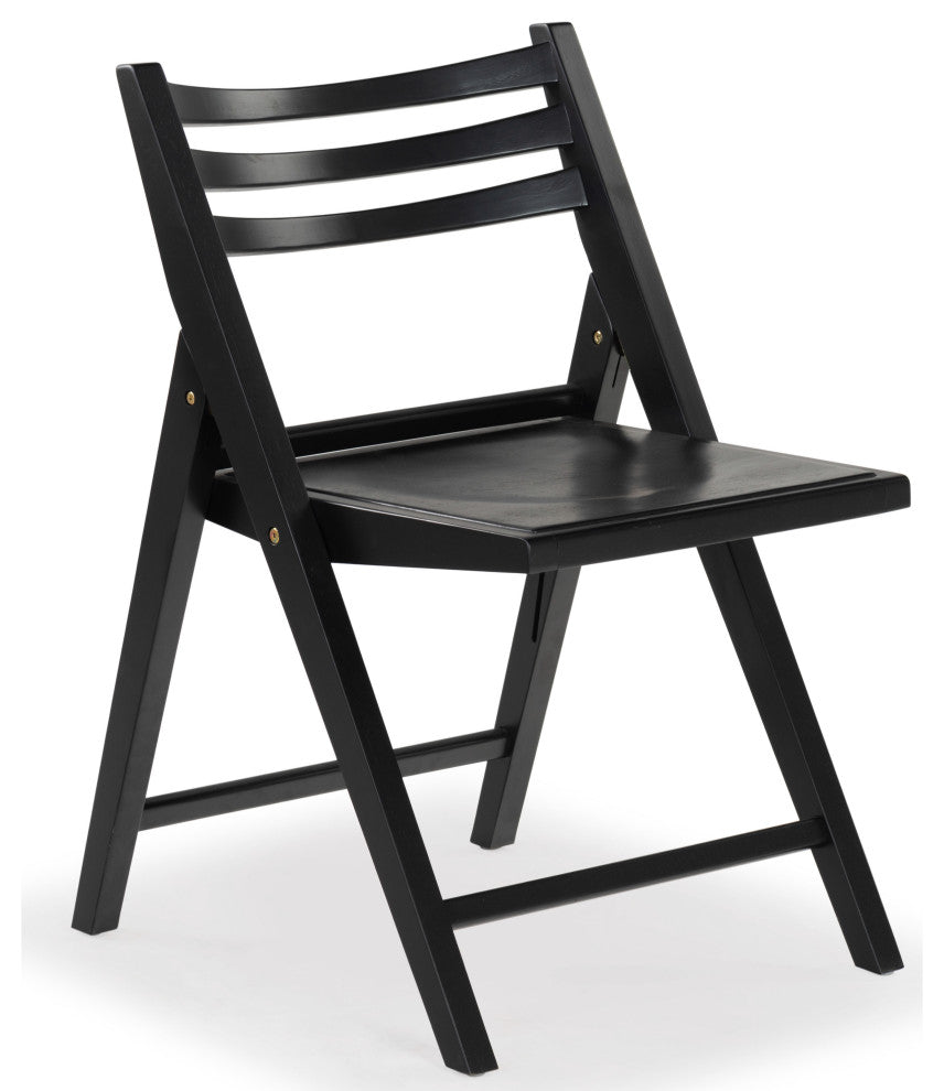 Safavieh Couture Jacie Wood Seat Folding Chair, Set of 2, Black