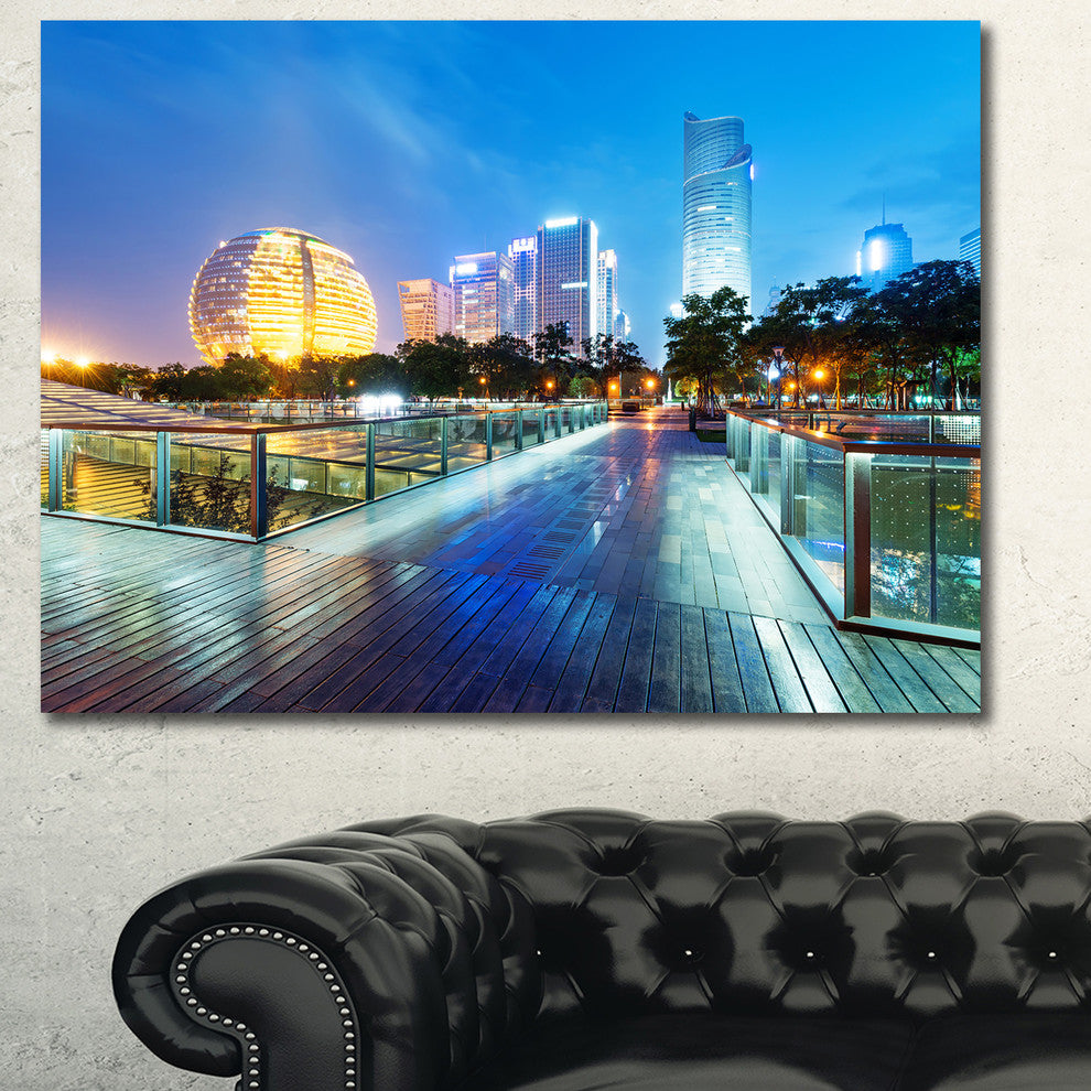 China Hangzhou Skyscrapers, Large Cityscape Canvas Art Print, 60x40