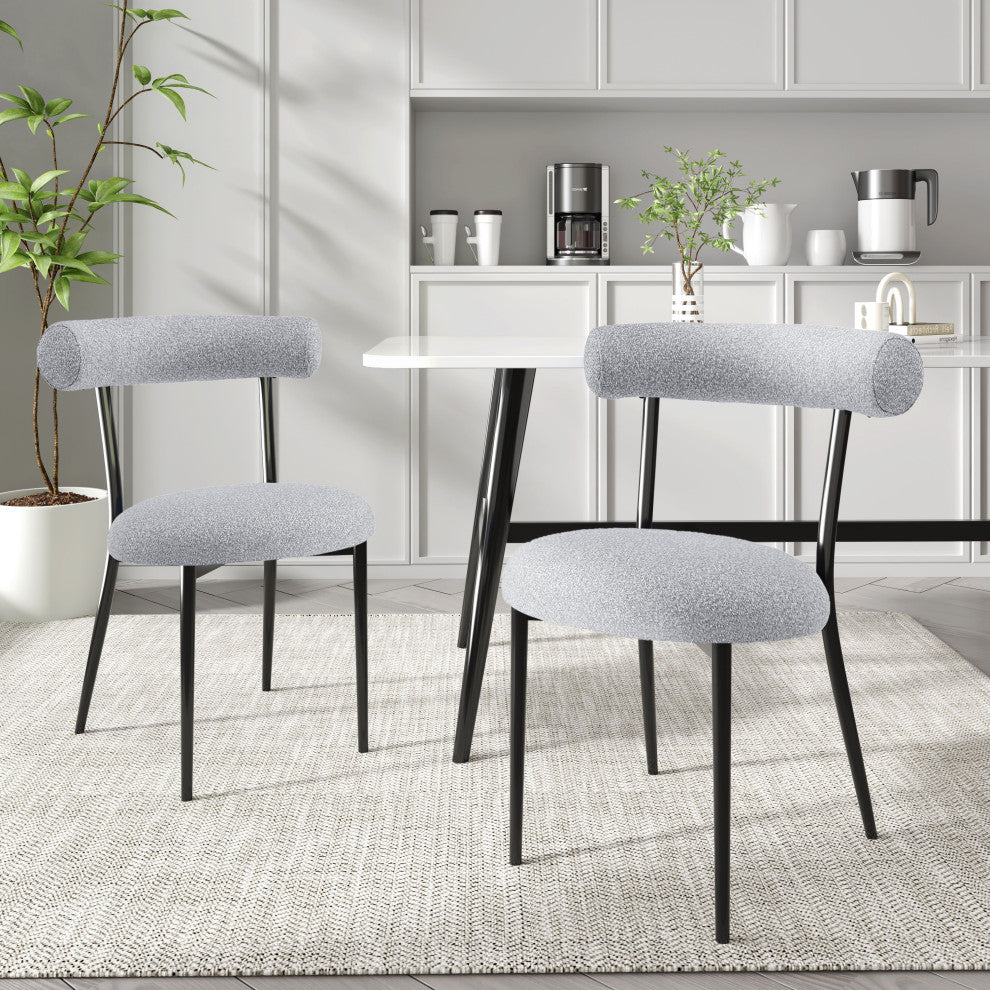 Daimona Fabric Upholstered Dining Chairs, Set of 2, Gray