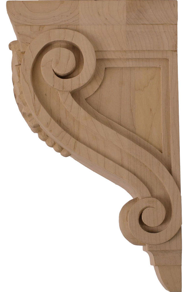 4 3/4"W x 8"D x 13 1/4"H Large Fig Leaf Corbel, Alder