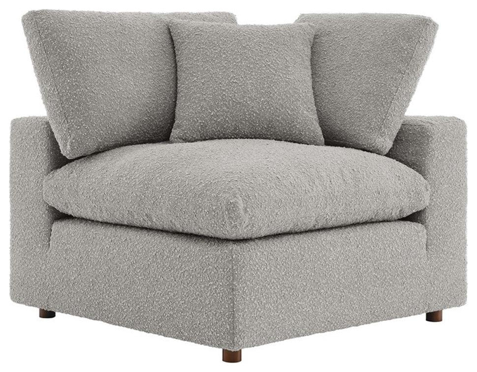 Modway Commix Upholstered Boucle Fabric Corner Chair in Light Gray