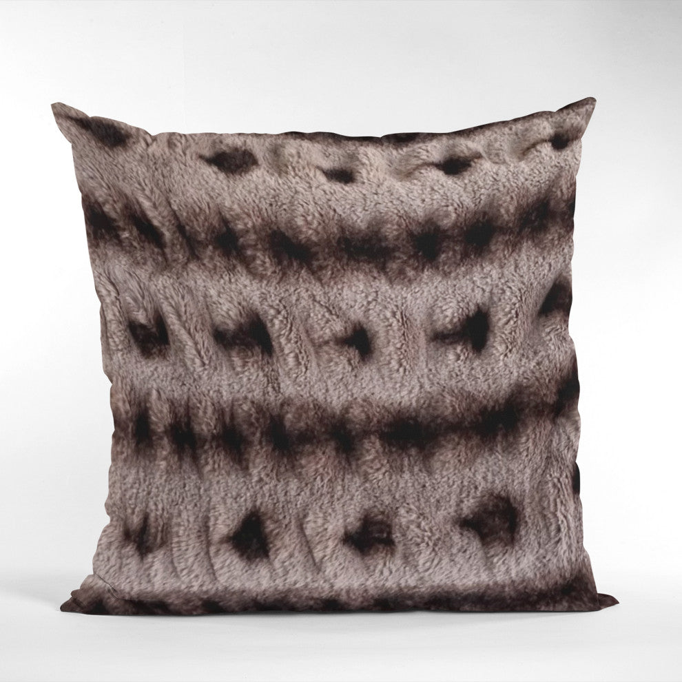 Plutus Brown Fluffy Bunni Faux Fur Luxury Throw Pillow, Brown, 26" x 26"