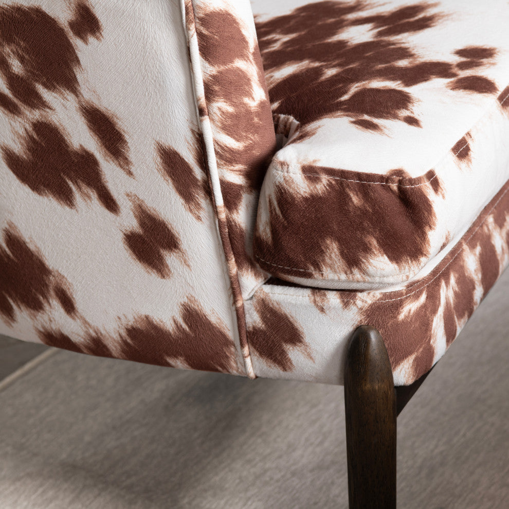 Brown and White Upholstered Accent Chair