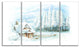 "Christmas Winter Happy Scene" Landscape Wall Art, 4 Panels, 48"x28"