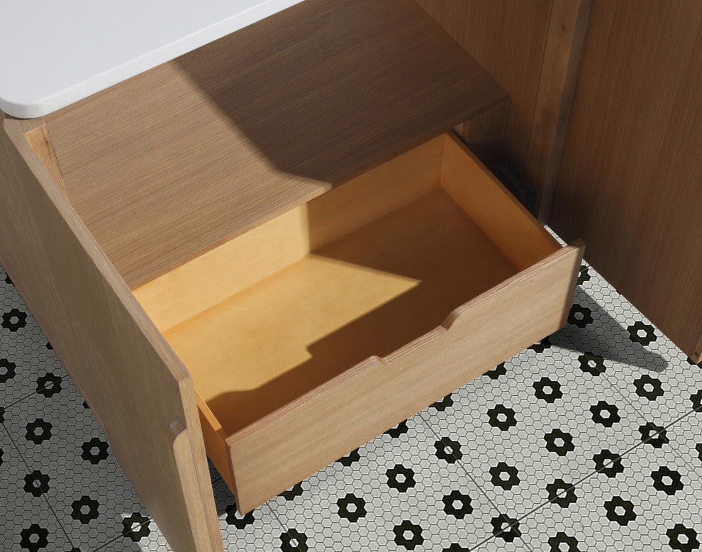 Lucas Bathroom Vanity, Washed Oak, 36", Single Sink, Freestanding