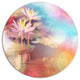 Lotus On Abstract Background, Floral Round Metal Wall Art, 23"