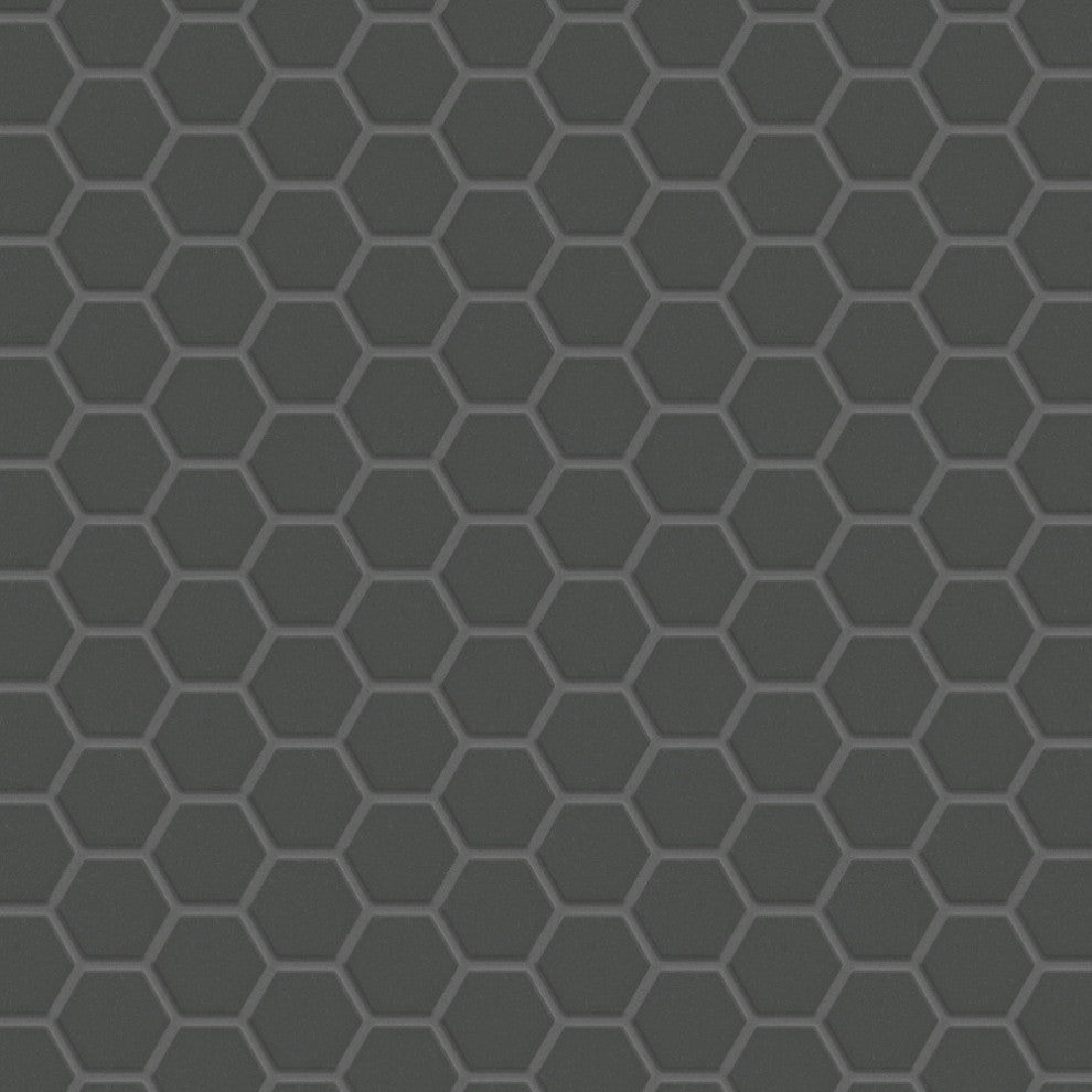 Gotham 1" Hex Black Porcelain Floor and Wall Tile