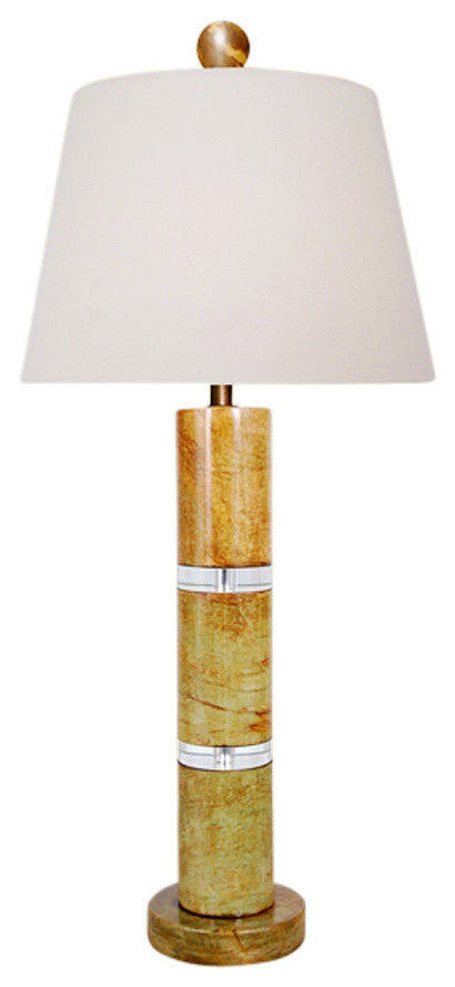 Jade Stone W Crystal Round Bamboo Style Table Lamp Crystal Base 30"