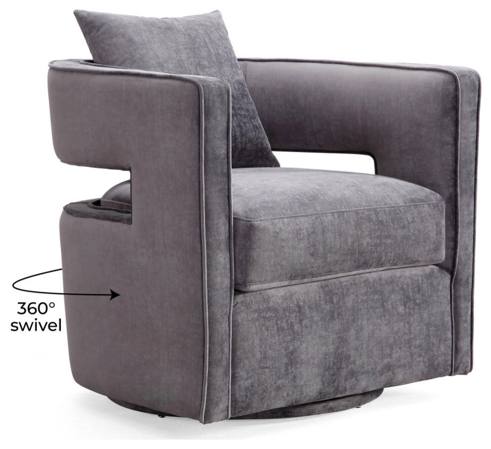 Kennedy  Velvet Swivel Chair, Gray