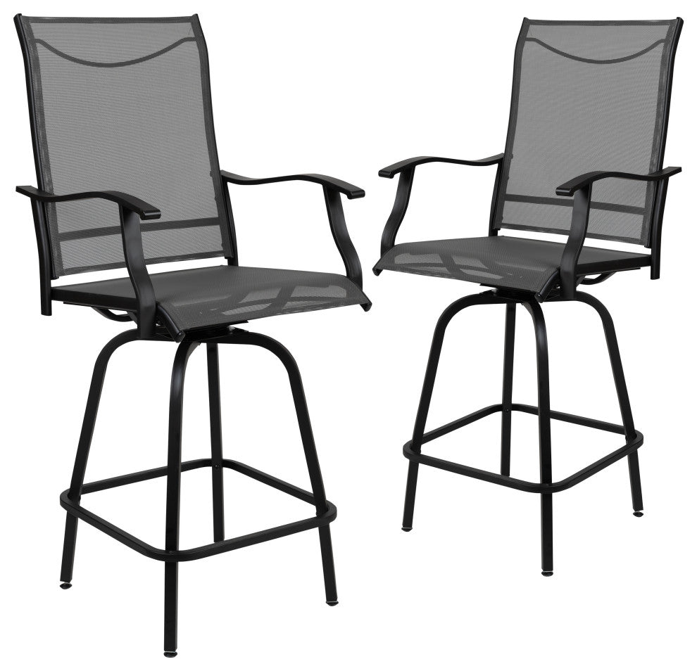 Outdoor Stool - 30 inch Patio Bar Stool / Garden Chair (Set of 2), Gray