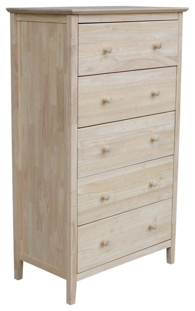 Solid Wood Dresser Chest With 5 Drawers