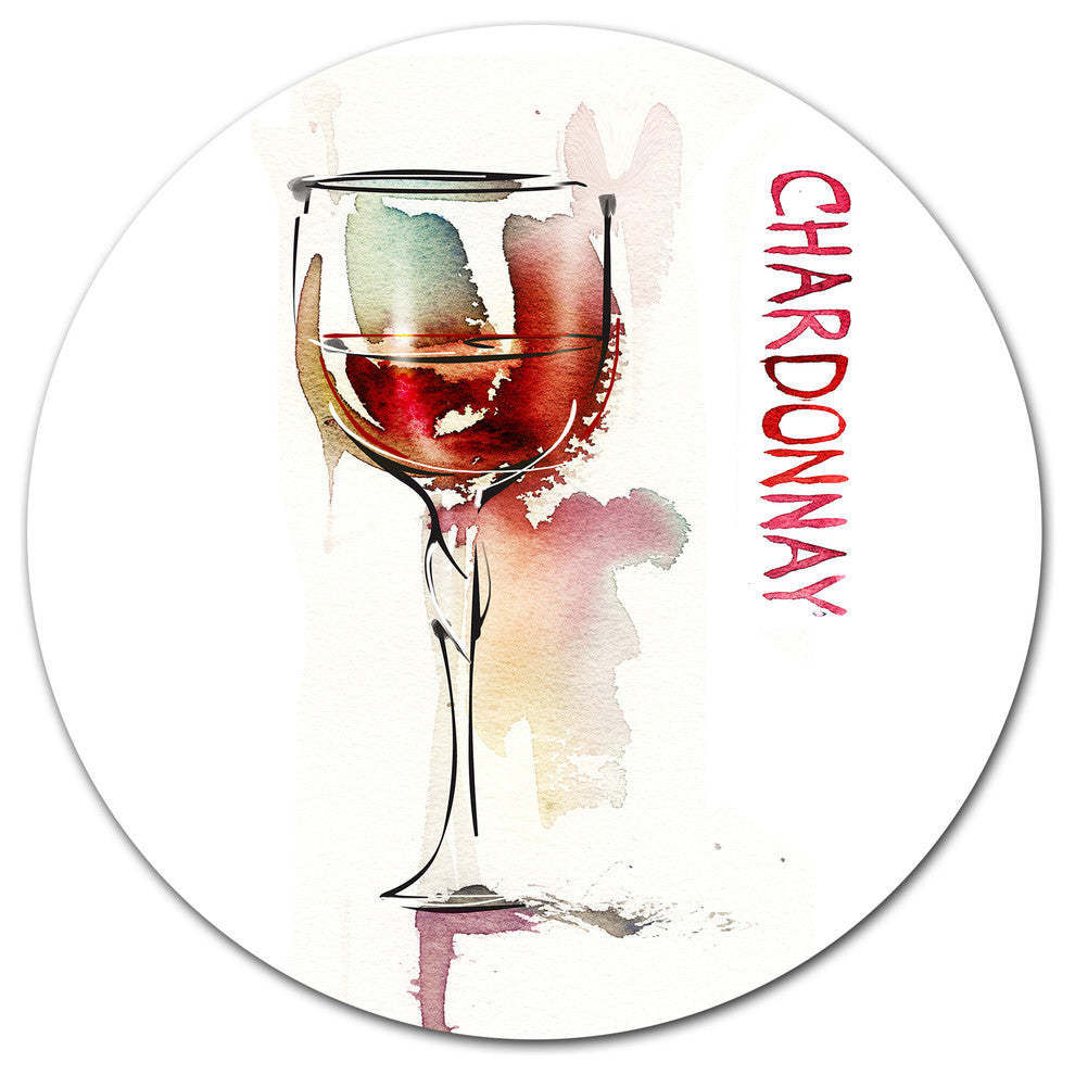 Red Wine On White Background, Modern Round Metal Wall Art, 38"