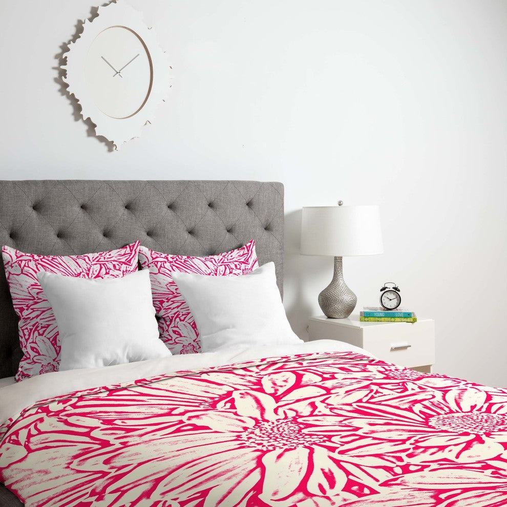 Deny Designs Lisa Argyropoulos Daisy Daisy In Bold Pink Duvet Cover - Lightweigh