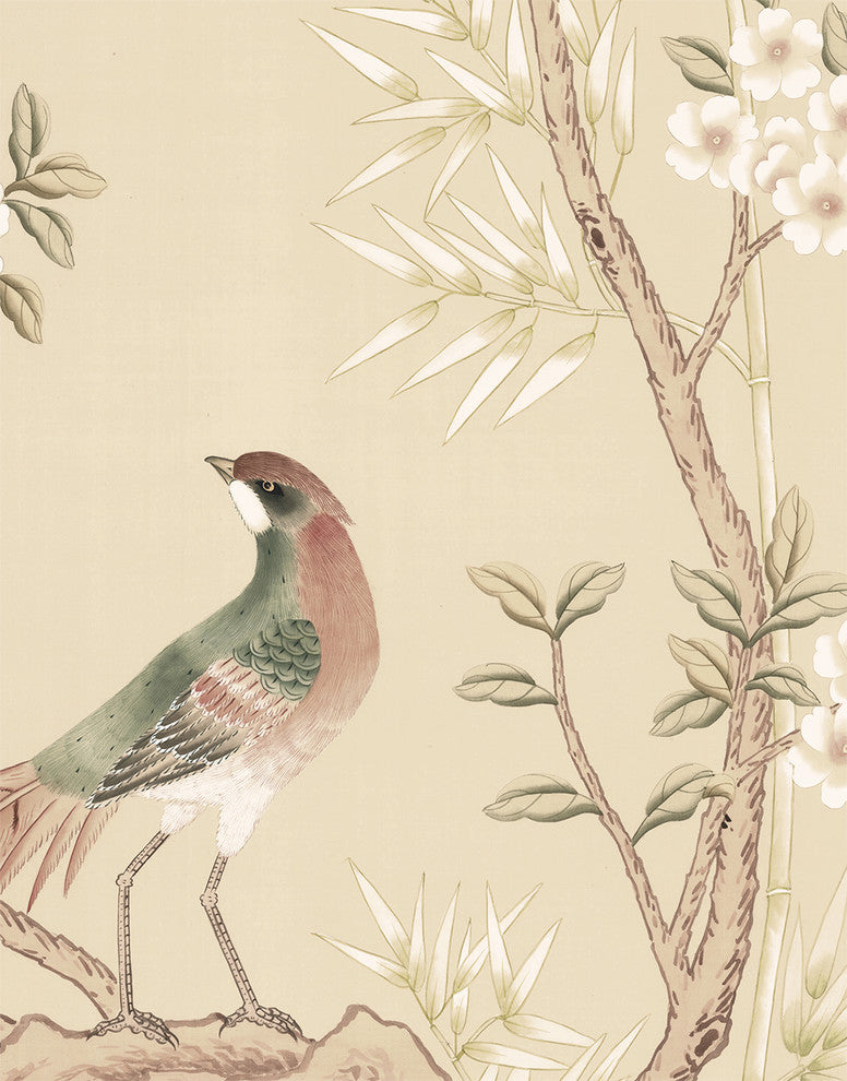 Chinoiserie Wall Mural Rafah, Beige, Sample