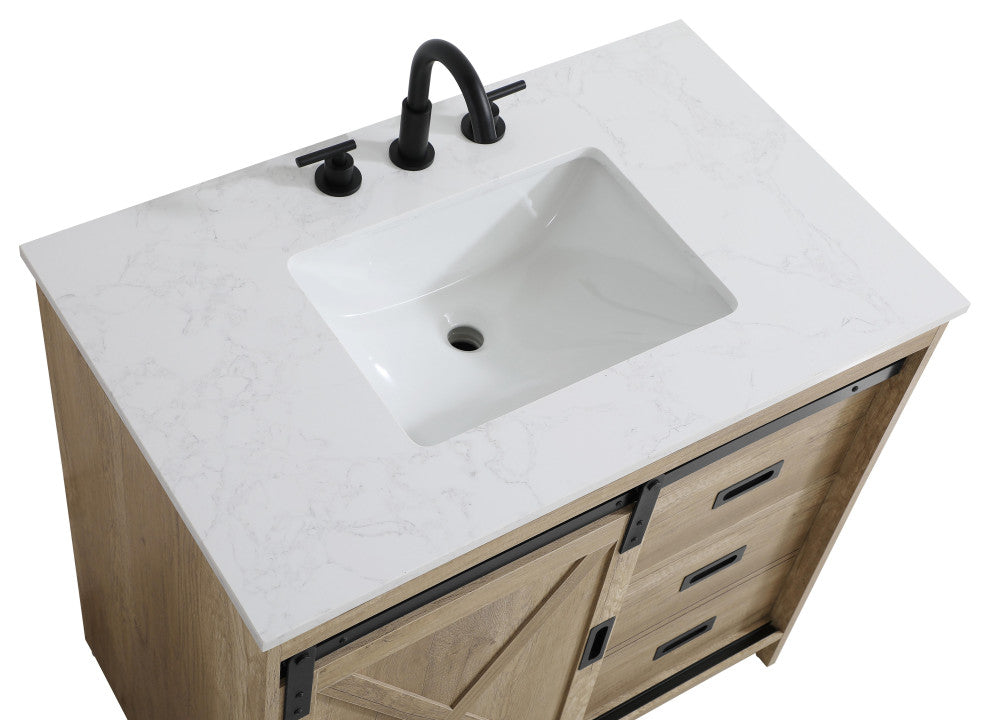 Home Living 36" Single Bathroom Vanity, Natural Oak