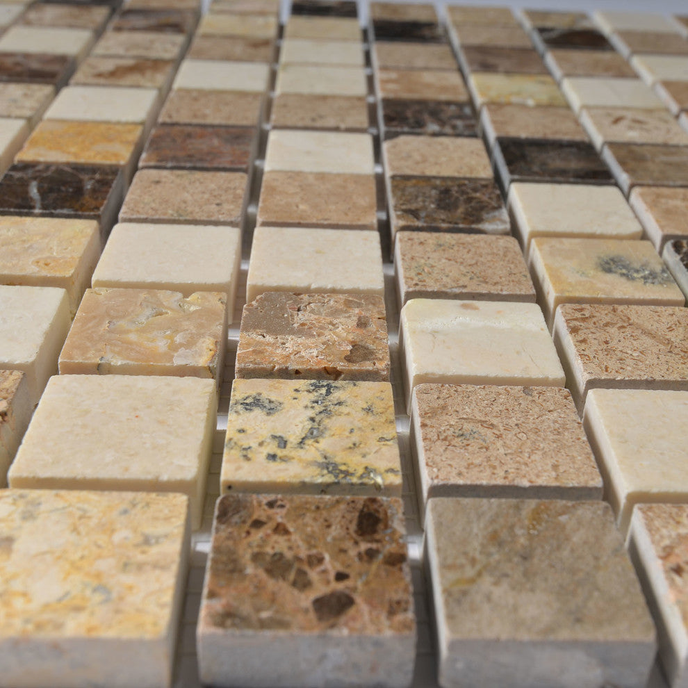 12"x12" Marble Mosaic Tile, Soul Collection, Breeze, Square, Polished, Set of 5
