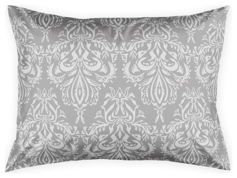 Gray Damask Standard Brushed Poly Sham