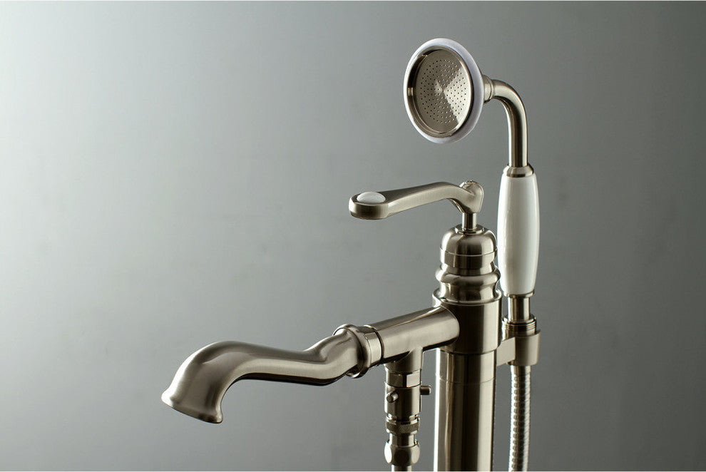 Kingston Brass Freestanding Tub Faucet With Hand Shower, Brushed Nickel