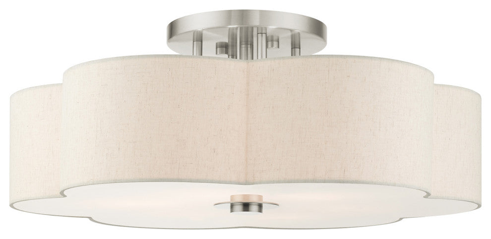 Brushed Nickel French Country, Floral, Transitional, Semi Flush
