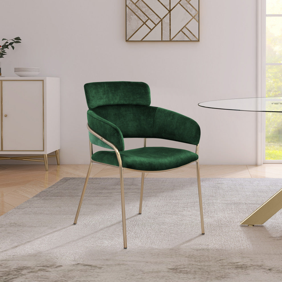 Yara Upholstered Dining Chair (Set of 2), Green, Velvet