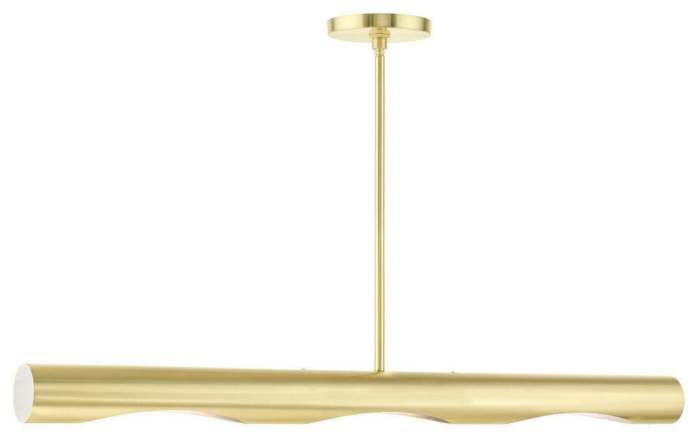 Satin Brass Contemporary, Minimal, Industrial, Urban, Sleek Linear Chandelier