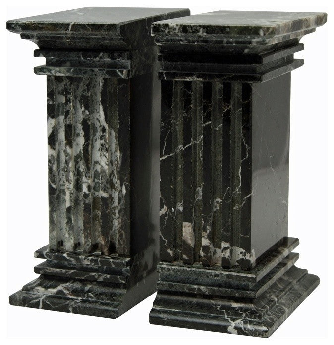 Renaissance Collection Black Zebra Marble Bookends