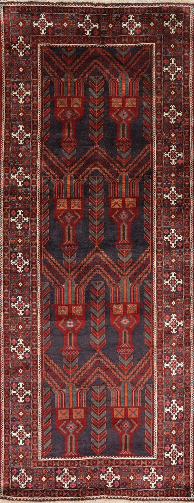 Runner Wool On Wool Oriental Persian Rug 4'x9, W2356