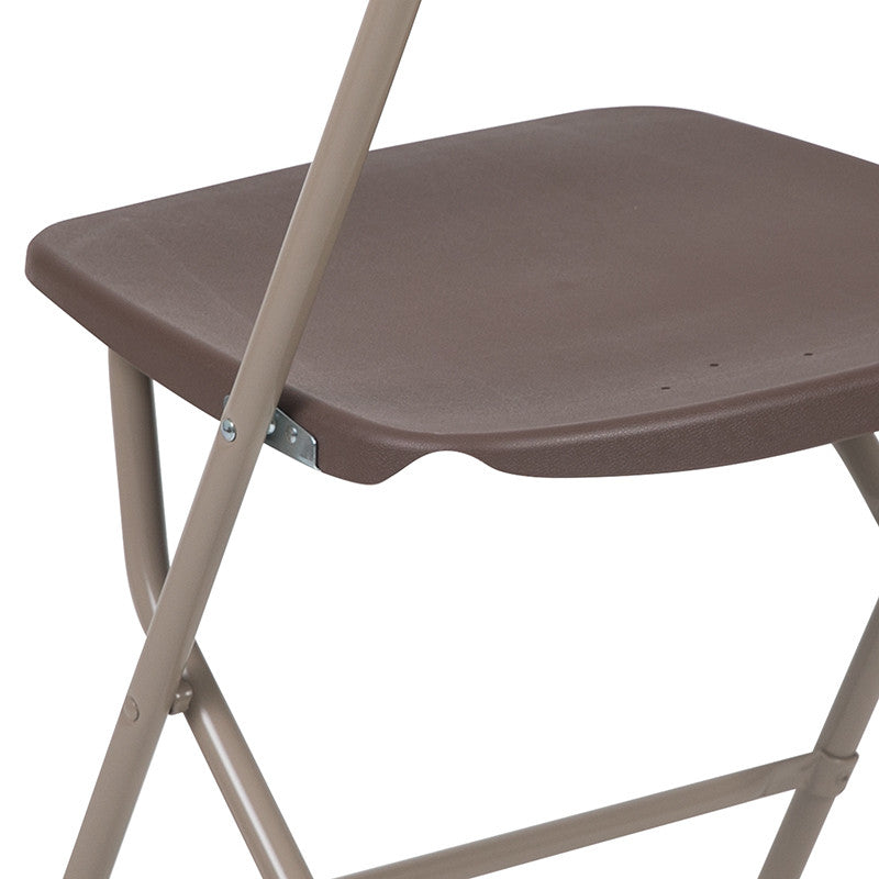 Hercules Series Plastic Folding Chair - 2 Pack 650LB Weight Capacity, Brown