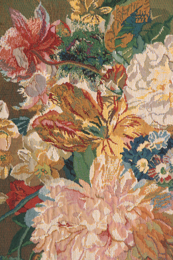 Terracotta Floral Bouquet Bright Belgian Wall Tapestry