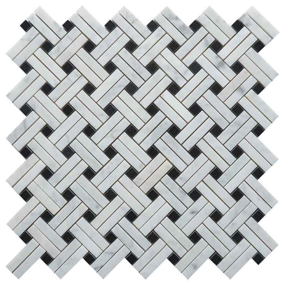Marble Mosaic Tile, Knot Collection, Net, Strip+Square, Polished, Sample