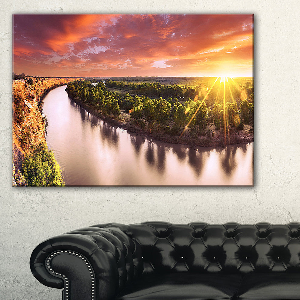 "Sunset Over Murray River Panorama" Wall Art Landscape, 32"x16"
