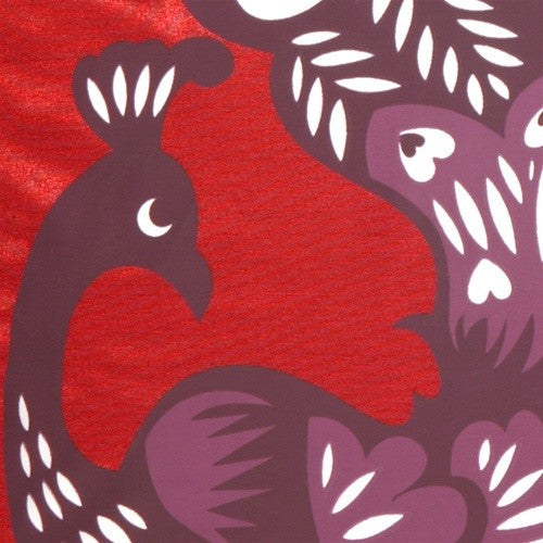 Pillow Decor - Proud Peacock Red Throw Pillow