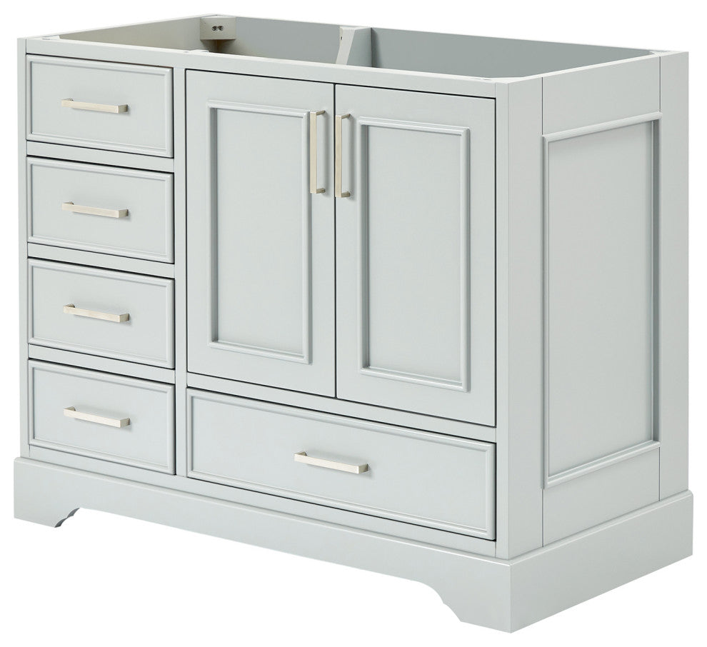 Ariel Stafford 42" Single Right Offset Sink Bathroom Vanity Base, Gray