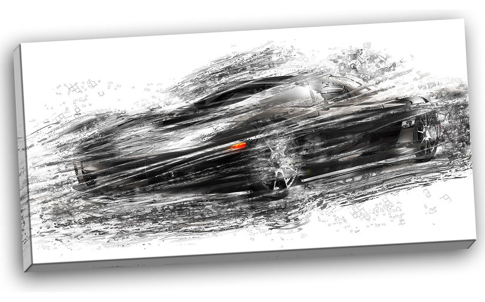 "Black Sports Car" Canvas Painting