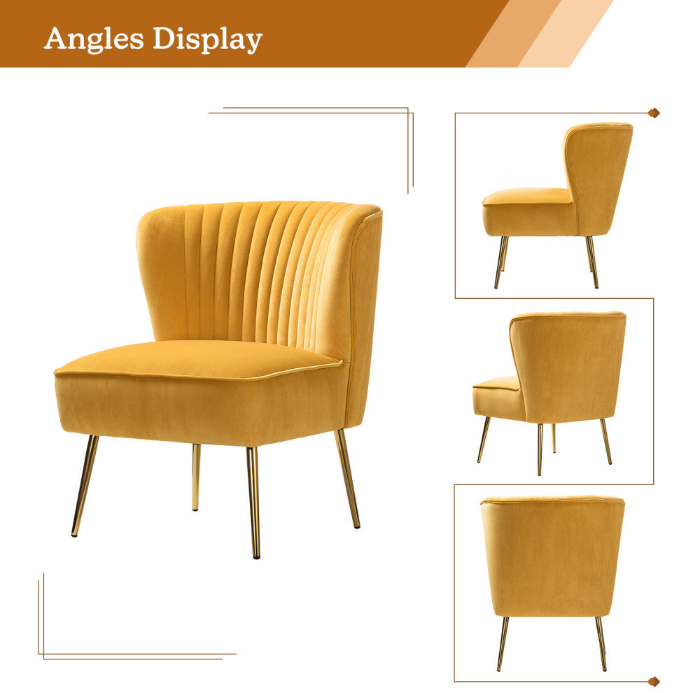 Velvet Accent Dining Chair, Mustard