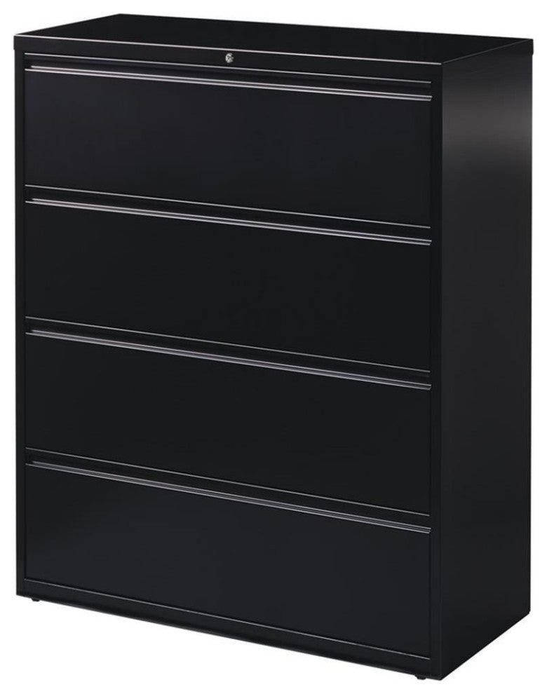 Hirsh 42-in Wide HL8000 Series Metal 4 Drawer Lateral File Cabinet Black